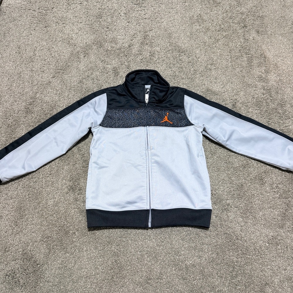 Jordan Boys Track Jacket Grey Black Elephant Print Jumpman Full Zip 4T